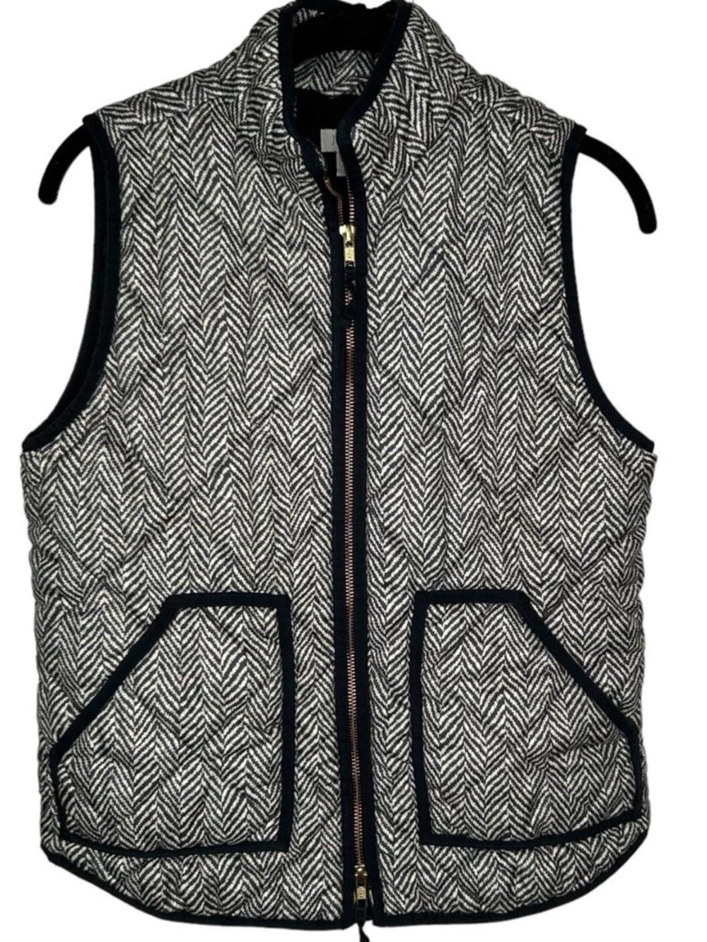J. Crew black and white Herringbone quilted vest - Picture 2 of 7
